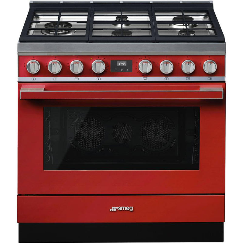 Smeg 36" Portofino Range Red - CPF36UGMR